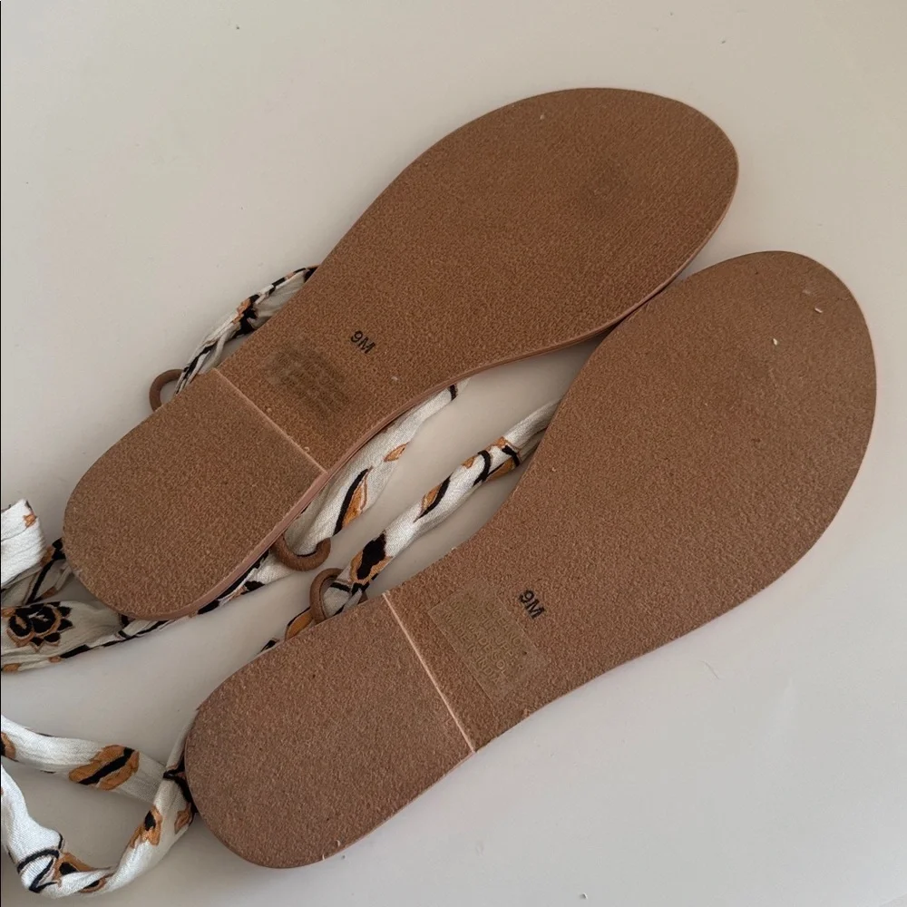 Amuse Society x Matisse Oceano Natural Print Lace-up Thong Sandals size 9